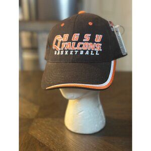 BGSU Falcons Basketball Hat Adjustable Black Orange Embroidered Logo M/L Cotton‎